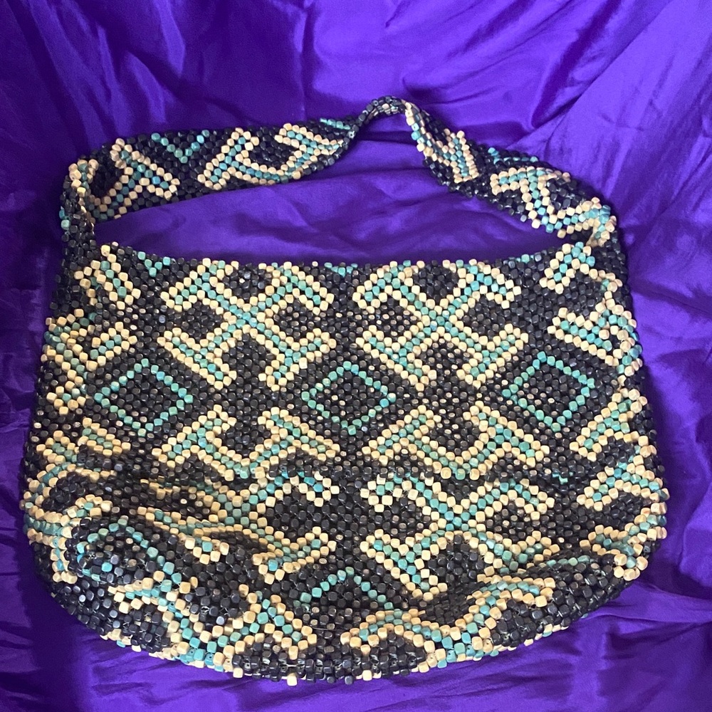 Stylish Beaded Women's Bag - Black, Blue, Tan
